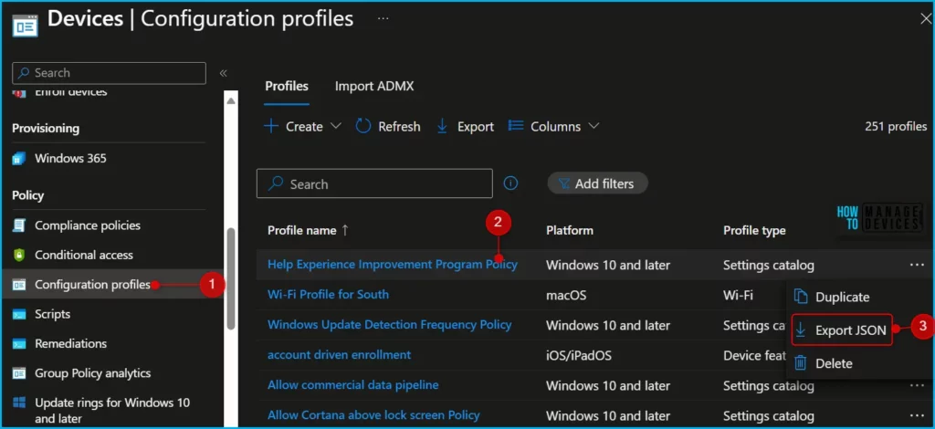 Import Export Settings Catalog Policy from Intune Fig.1