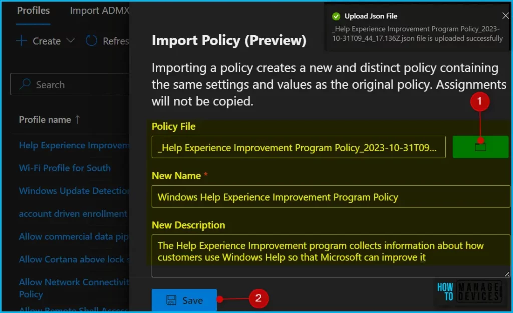 Import Export Settings Catalog Policy from Intune Fig.6