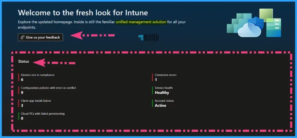 New Intune Admin Portal Home Page Redesign Review Fig. 2