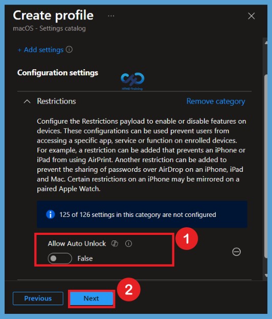 Configure Auto Unlock on Mac Policy to Prevent Apple Watch Unlocking using Intune - Fig.6
