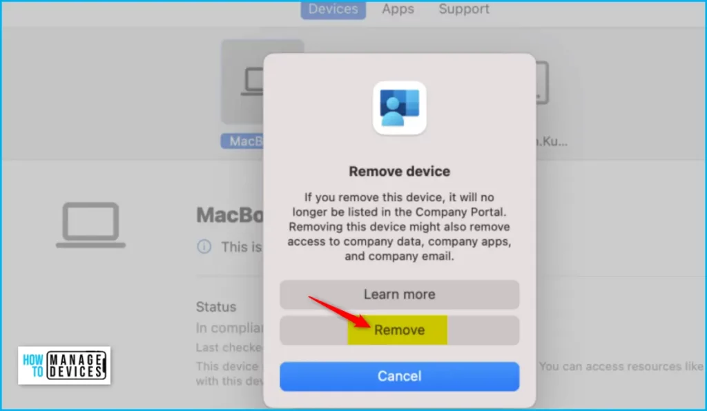 Remove Device from Company Portal for macOS Fig.3