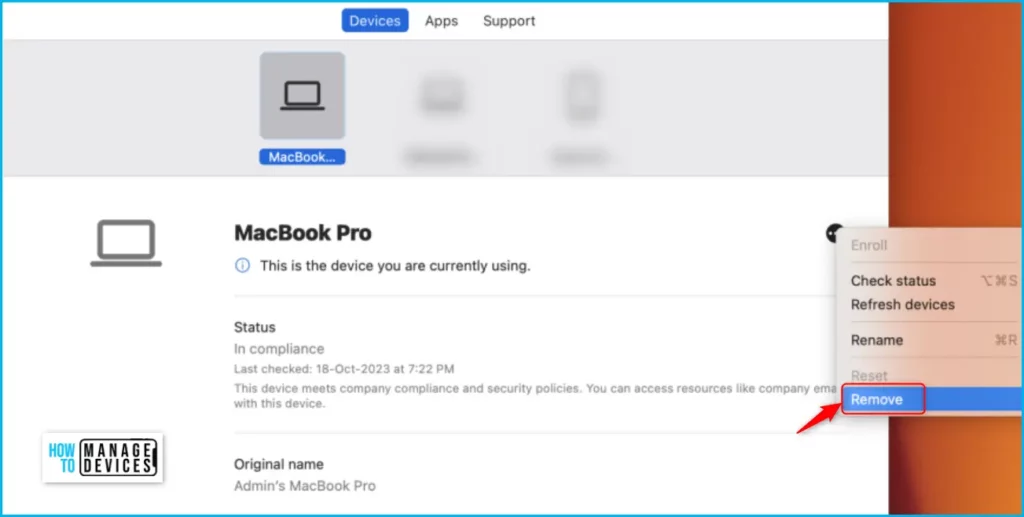 Remove Device from Company Portal for macOS Fig.2