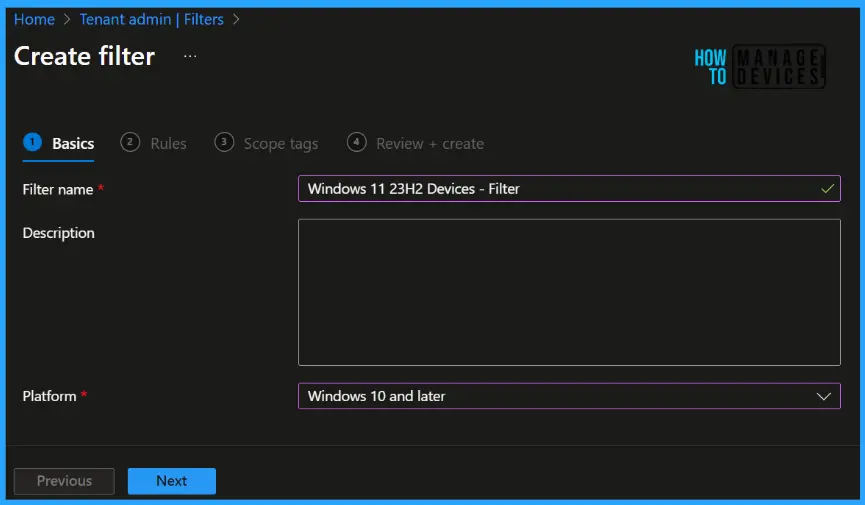 Create Filter Rule for Windows 11 23H2 Devices in Intune Fig.3