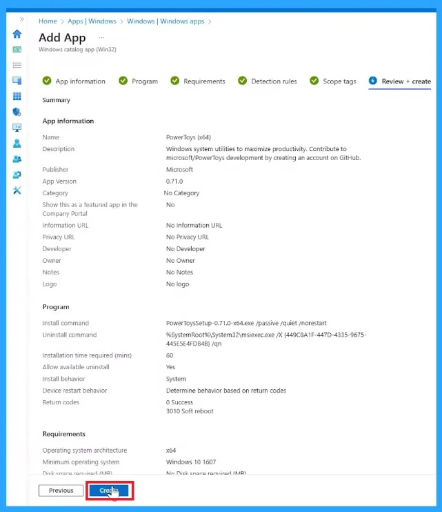 Deploy Windows Catalog App Type using Intune Enterprise Application Catalog - Fig.10 Creds to Danny Guillory and Joe Lurie Microsoft