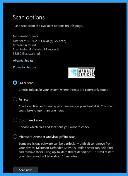 Microsoft Defender Offline Scan Options for Windows PCs - Fig. 3