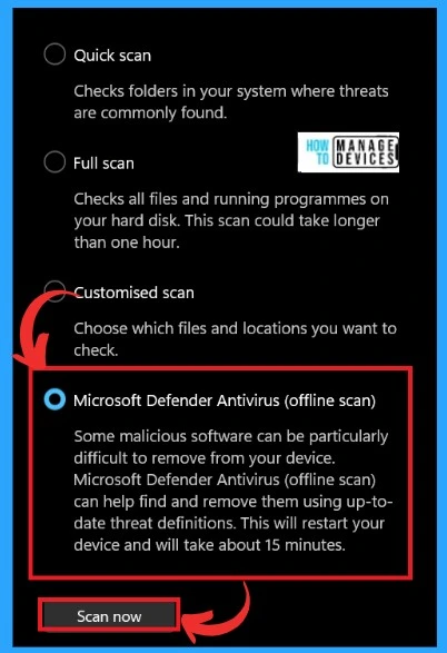 Microsoft Defender Offline Scan Options for Windows PCs - Fig. 4