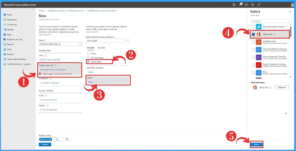 Intune create Conditional Access Policies for Windows MAM Devices Fig.3 Creds to Danniel Emerson Microsoft