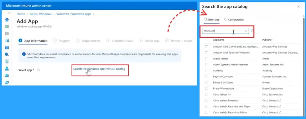 Deploy Windows Catalog App Type using Intune Enterprise Application Catalog -Fig.4 Creds to Danny Guillory and Joe Lurie Microsoft