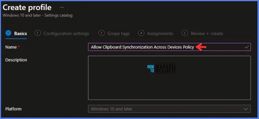 Intune Configuration Profile Allow Clipboard Synchronization Across Devices 4 Allow Clipboard Synchronization Across Devices Policy Using Intune Fig.4