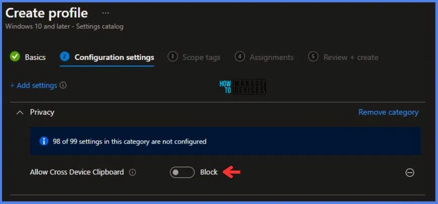 Intune Configuration Profile Allow Clipboard Synchronization Across Devices 7 Allow Clipboard Synchronization Across Devices Policy Using Intune Fig.7