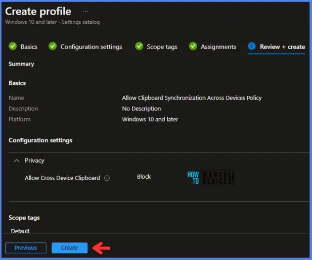 Intune Configuration Profile Allow Clipboard Synchronization Across Devices 9 Allow Clipboard Synchronization Across Devices Policy Using Intune Fig.9
