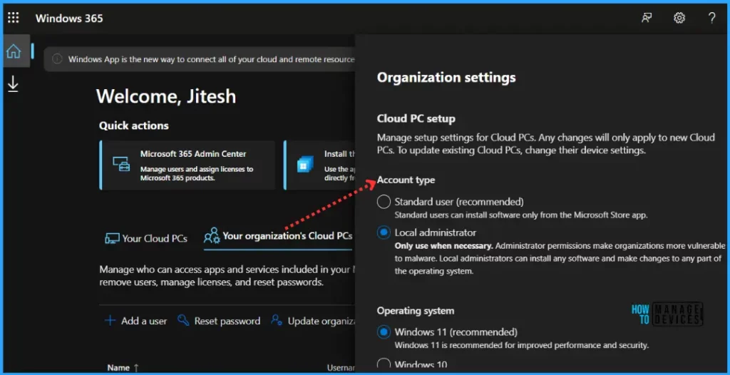 Enable Local Admin Access for Windows 365 Business Edition Fig.2