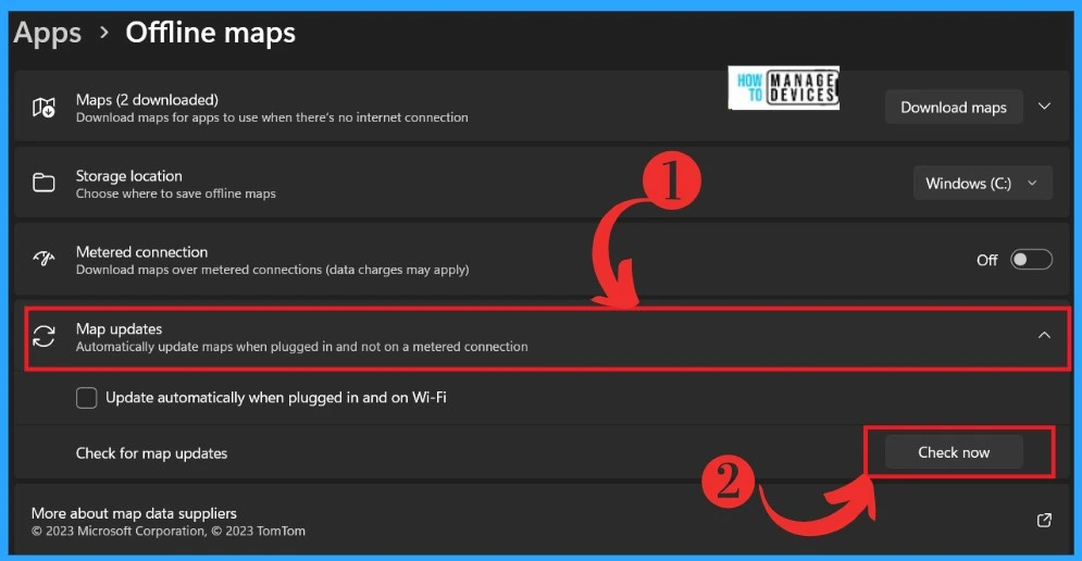 HTMD Newsletter 114 Summary from 6th to 10th November 2023 14 Check for Offline Maps Updates in Windows HTMD Newsletter 114 Fig. 13