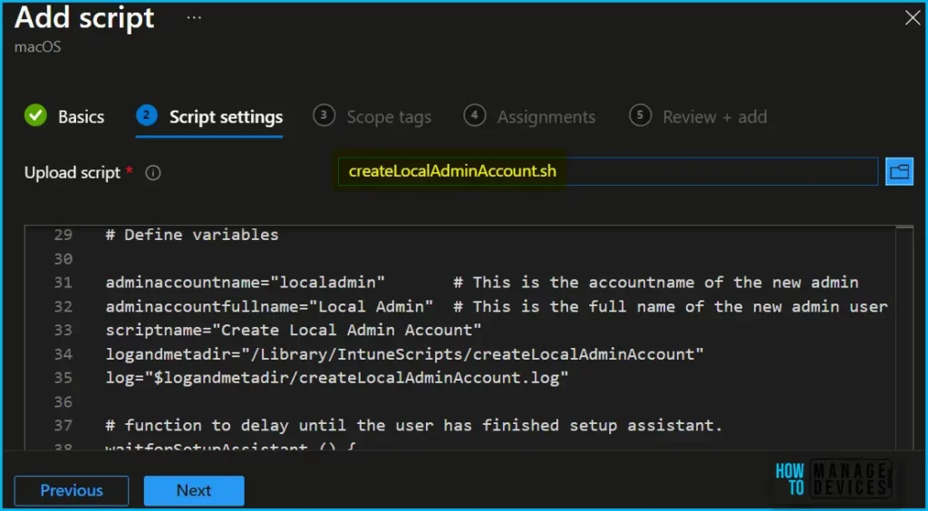 Create Local Admin Account on MacOS using Intune Fig.3
