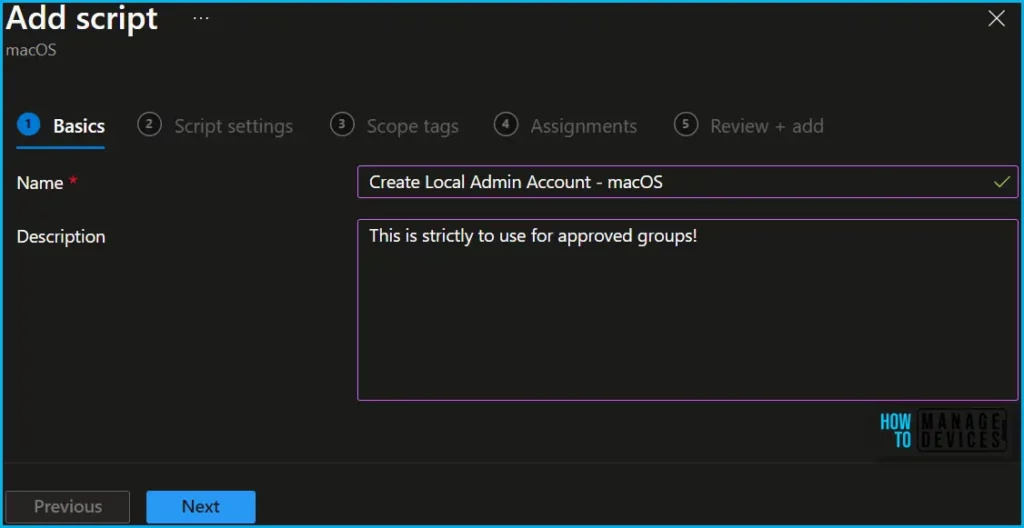 Create Local Admin Account on MacOS using Intune Fig.2