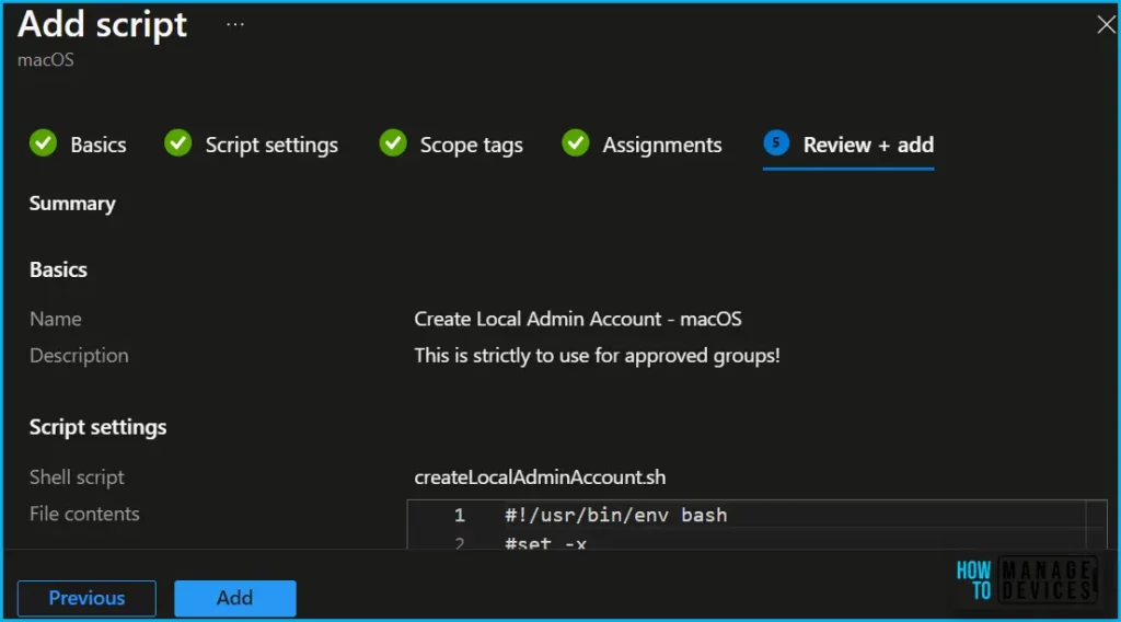 Create Local Admin Account on MacOS using Intune Fig.6
