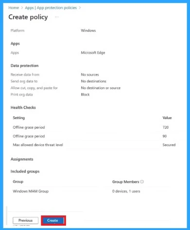 How to Create App Protection Policies for Windows MAM Devices - Fig.8 - Creds to Danniel Emerson Microsoft