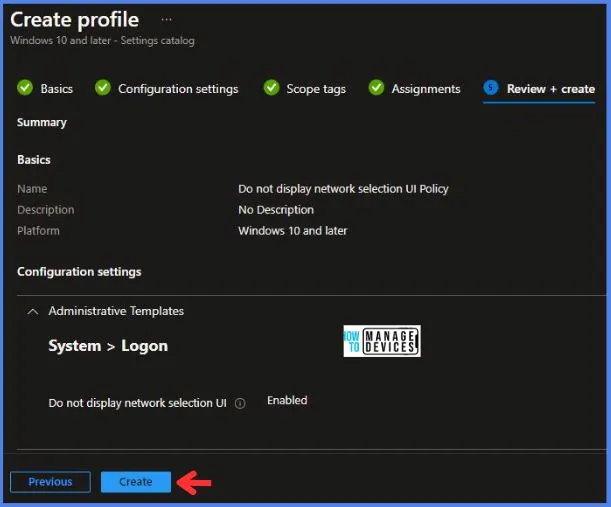 Do Not Display Network Selection UI Policy Using Intune Fig.9