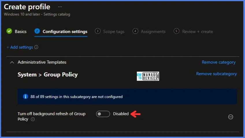 Disable Turn Off Background Refresh Of Group Policy Using Intune Fig.7