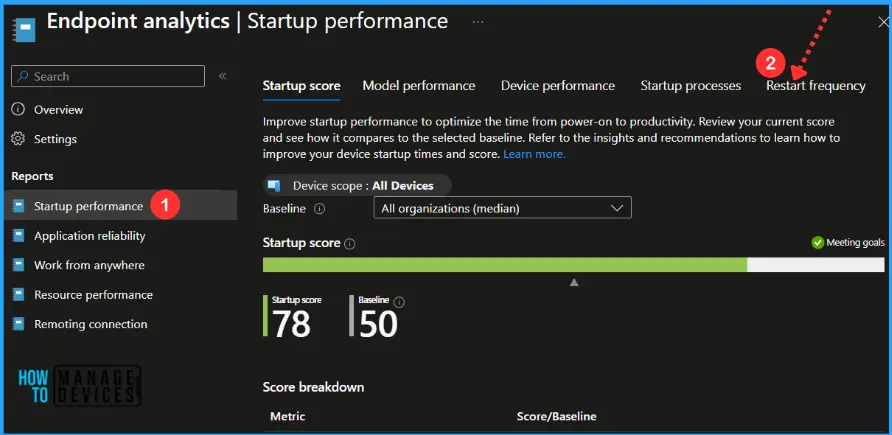 Get Windows Restart Frequency Insights from Intune Endpoint Analytics Fig.2