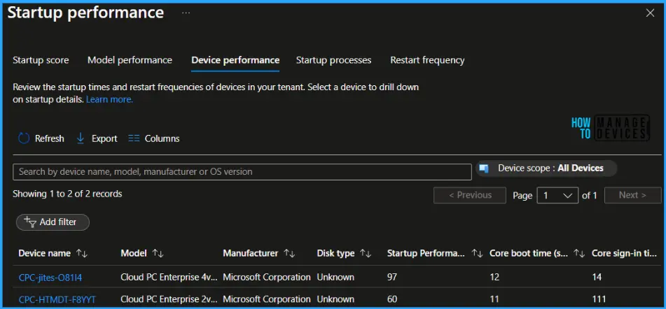 Get Windows Restart Frequency Insights from Intune Endpoint Analytics Fig.5