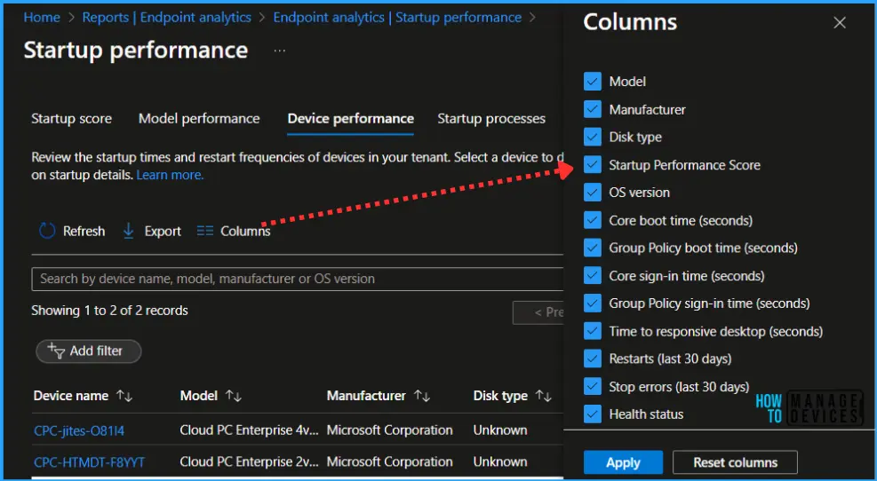 Get Windows Restart Frequency Insights from Intune Endpoint Analytics Fig.6