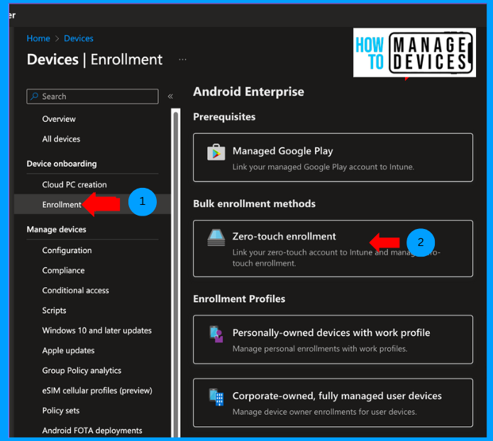 Zero Touch Enrolment for Corporate-Owned Android Devices in Intune Fig: 1