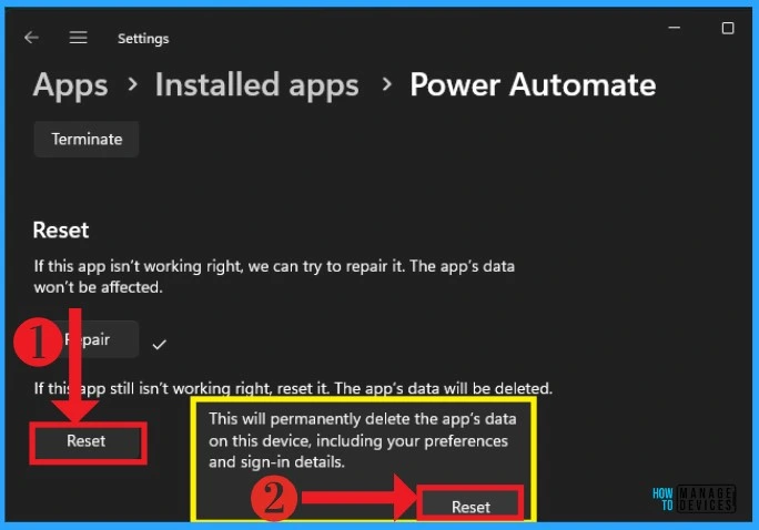 How to Repair Reset Power Automate in Windows - Fig.6