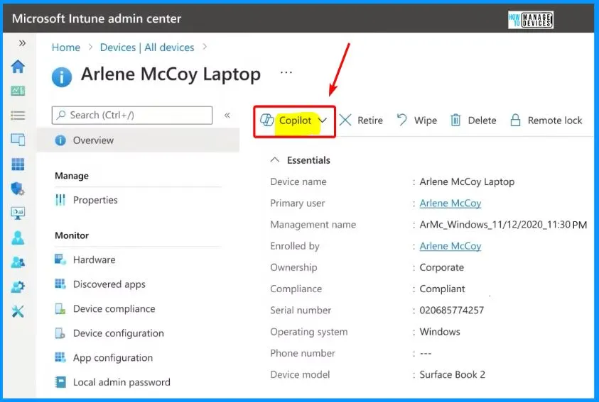 Intune Device Assistance Features with Copilot 3 Intune Device Assistance Features with Copilot - Fig.1 - Creds to Mike and Yusuke Microsoft