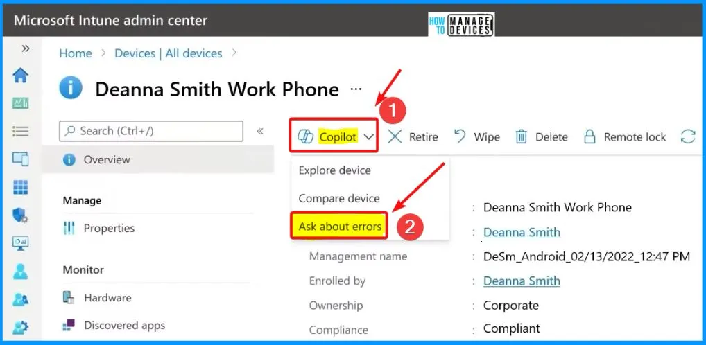 Intune Device Assistance Features with Copilot 6 Intune Device Assistance Features with Copilot - Fig.4 - Creds to Mike and Yusuke Microsoft
