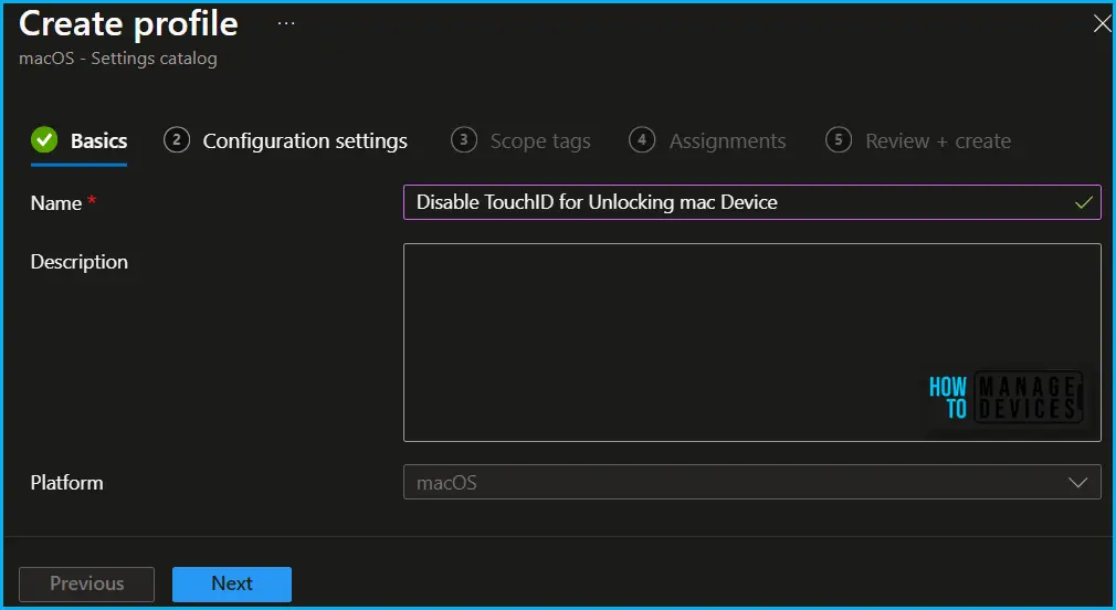 Intune Policy to Disable Touch ID for Unlocking mac Device Fig.3