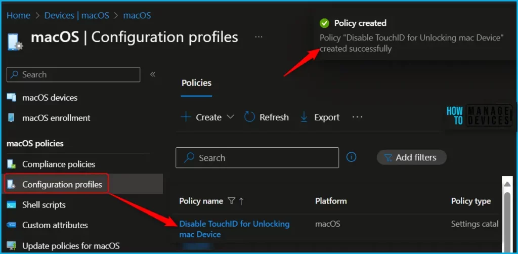 Intune Policy to Disable Touch ID for Unlocking mac Device Fig.6