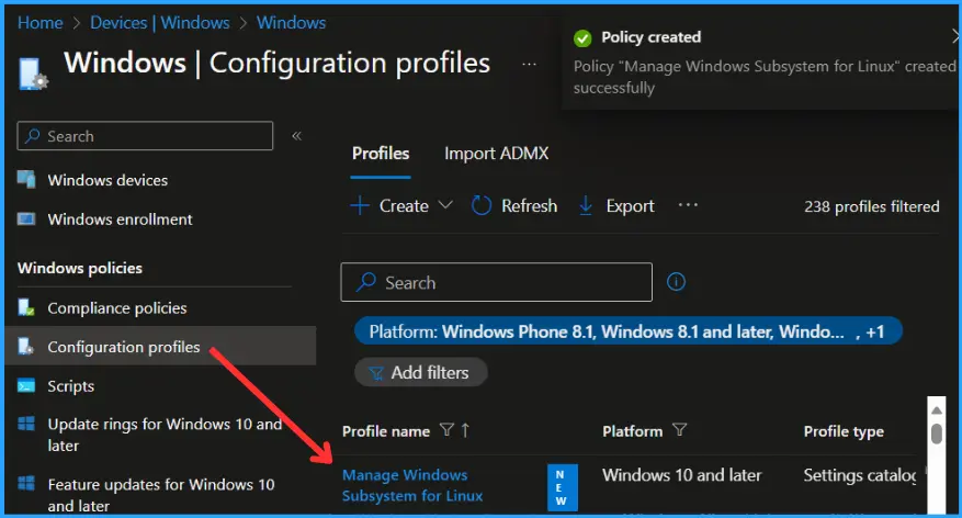 Manage Windows Subsystem for Linux using Intune Policy Fig.8