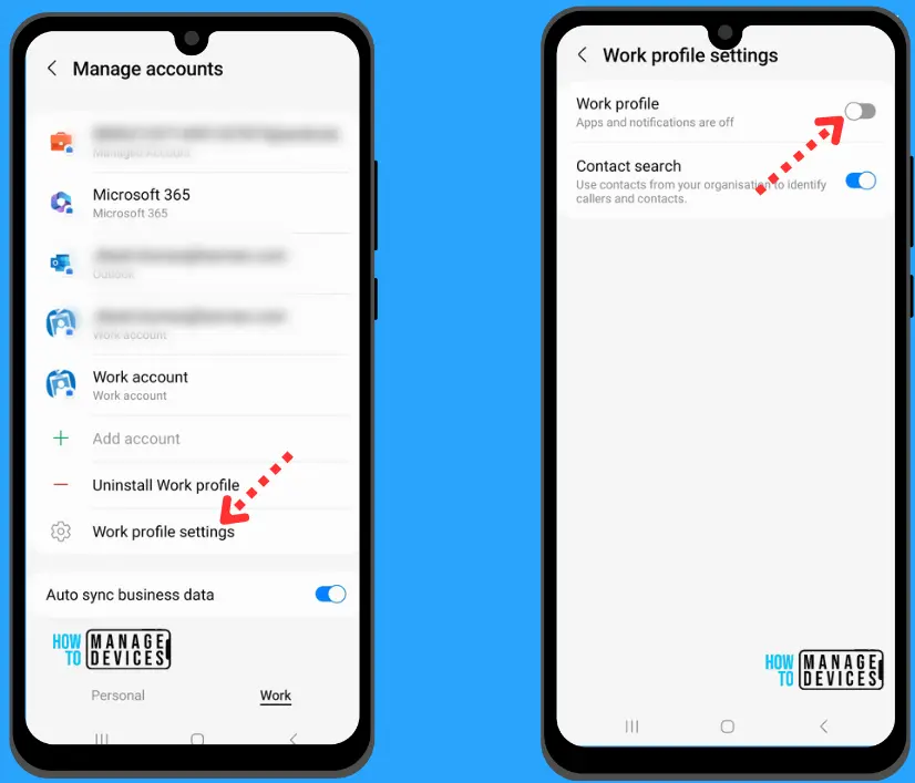 Pause or Turn off Android Work Profile Managed with Intune Fig.4