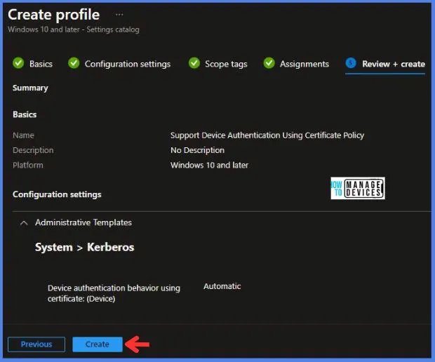 Support Device Authentication Using Certificate Policy Using Intune Fig.9