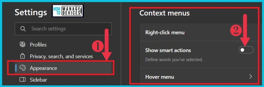 HTMD Newsletter 115 Summary from 13th to 17th November 2023 10 Enable Disable Smart Actions in Microsoft Edge HTMD Newsletter 115 Fig. 9