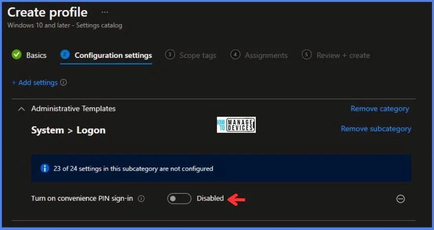 Turn On Convenience PIN Sign-In Policy Using Intune Fig.7