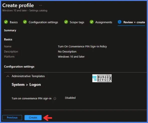Turn On Convenience PIN Sign-In Policy Using Intune Fig.9