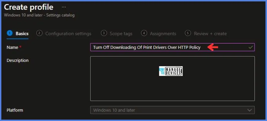 Policy To Turn Off Downloading Of Print Drivers Over HTTP Using Intune Fig.4