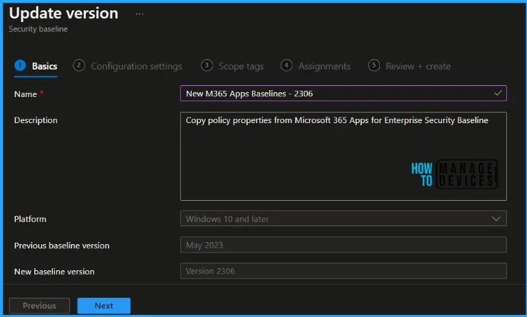 Update Security Baselines for Microsoft 365 Apps from Intune Fig.5