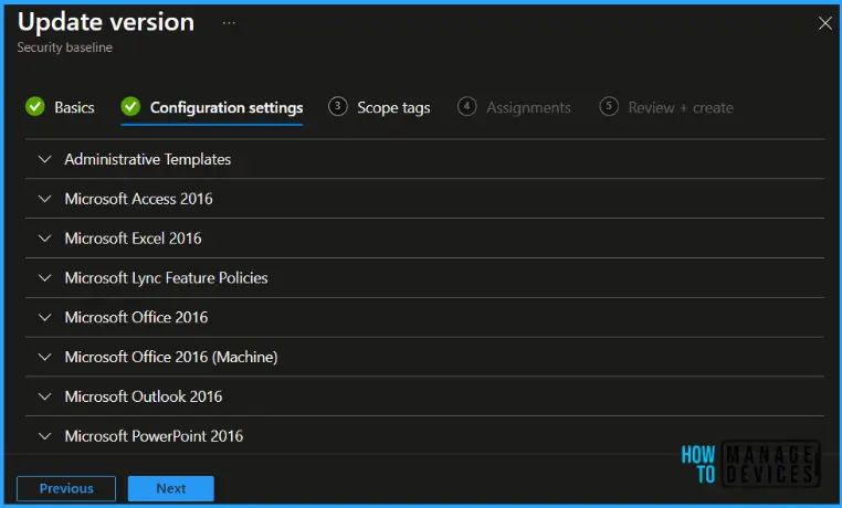 Update Security Baselines for Microsoft 365 Apps from Intune Fig.6