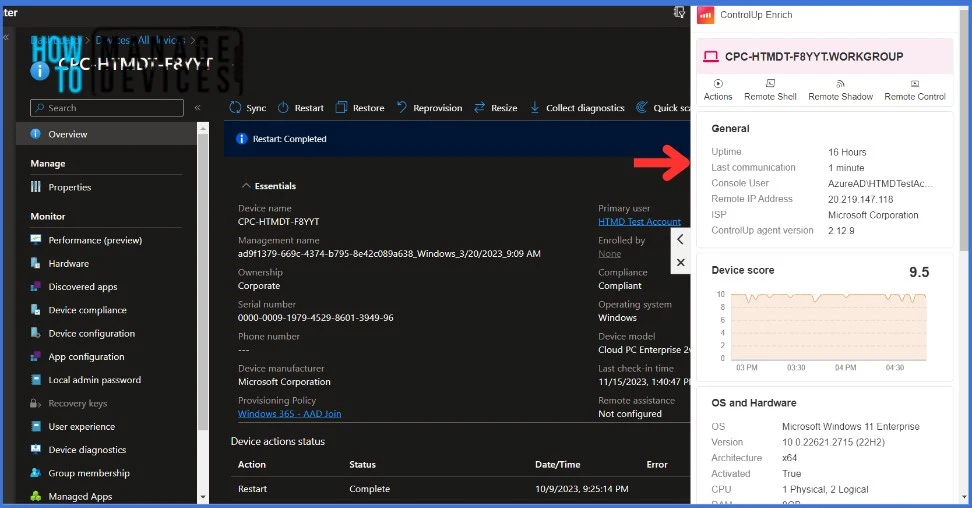 Manage Microsoft Intune devices using ControlUp Enrich. Fig.5