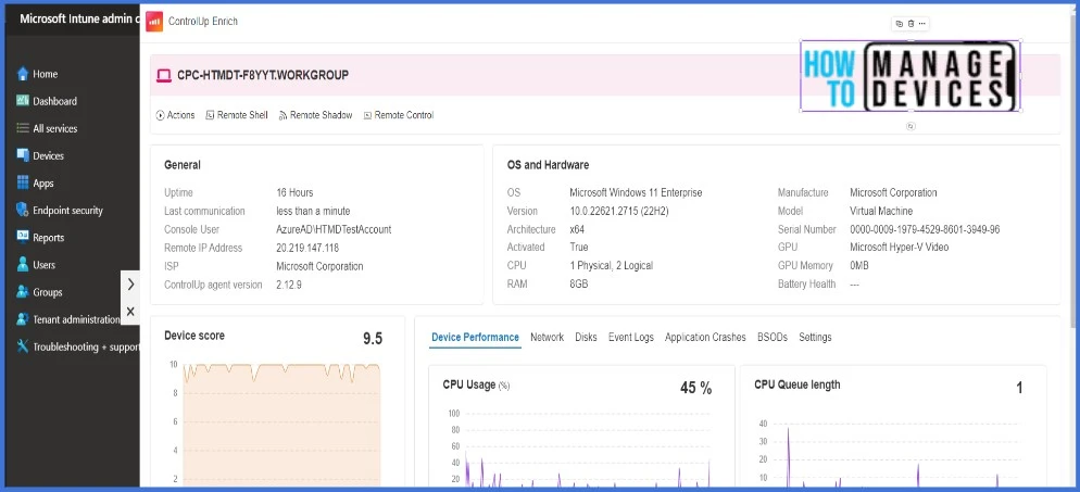 Manage Microsoft Intune devices using ControlUp Enrich. Fig.6