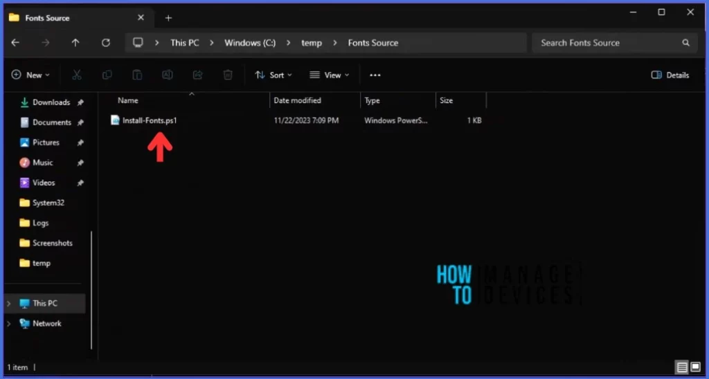 Install Fonts on Windows Devices using Intune: Win32 App Method. Fig.5