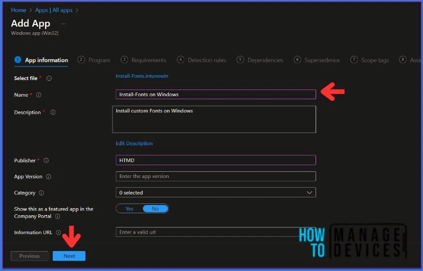 Install Fonts on Windows Devices using Intune: Win32 App Method. Fig. 10