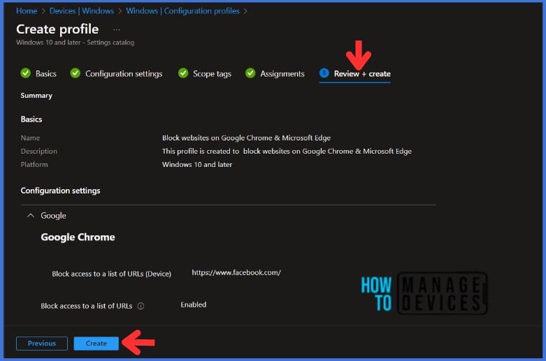 How to Block URLs on Google Chrome and Microsoft Edge using Intune Fig. 9