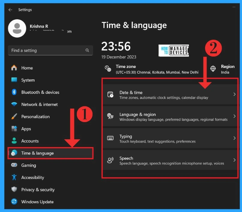 Time and Language Settings in Windows 11 - Fig.2