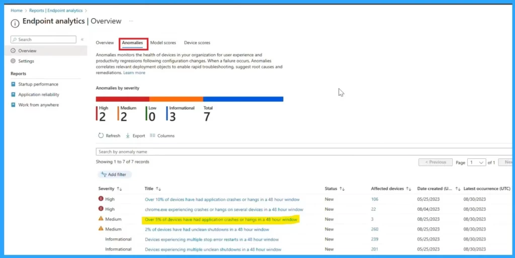 Intune Anomaly Detection Device and Advanced Analytics - Fig.9 Creds to Zineb Takafi