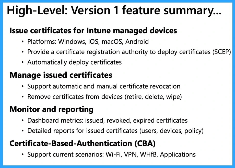 New Intune Cloud PKI Architecture and Features- Fig.3 Creds to Bill Calero Microsoft