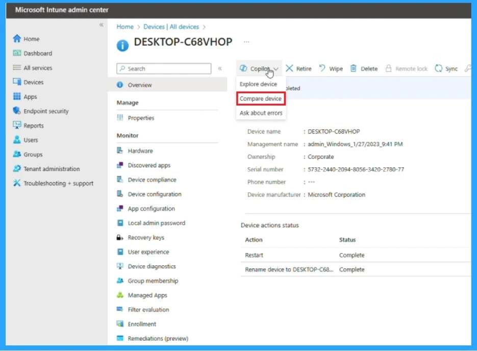 5 Top Intune AI-Driven Troubleshooting and Remediation - Fig. 4 Creds to Microsoft
